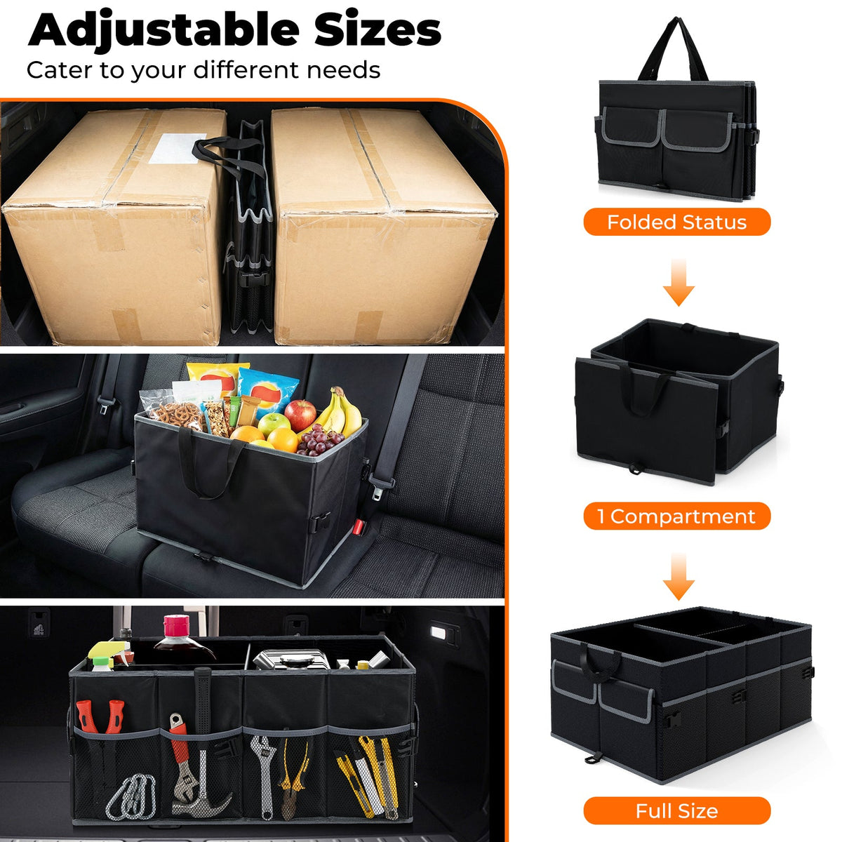 Collapsible Trunk Organizer – 13 Gallon, Black