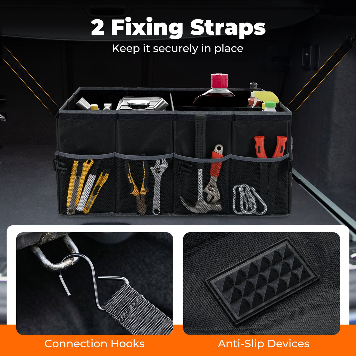 Collapsible Trunk Organizer – 13 Gallon, Black