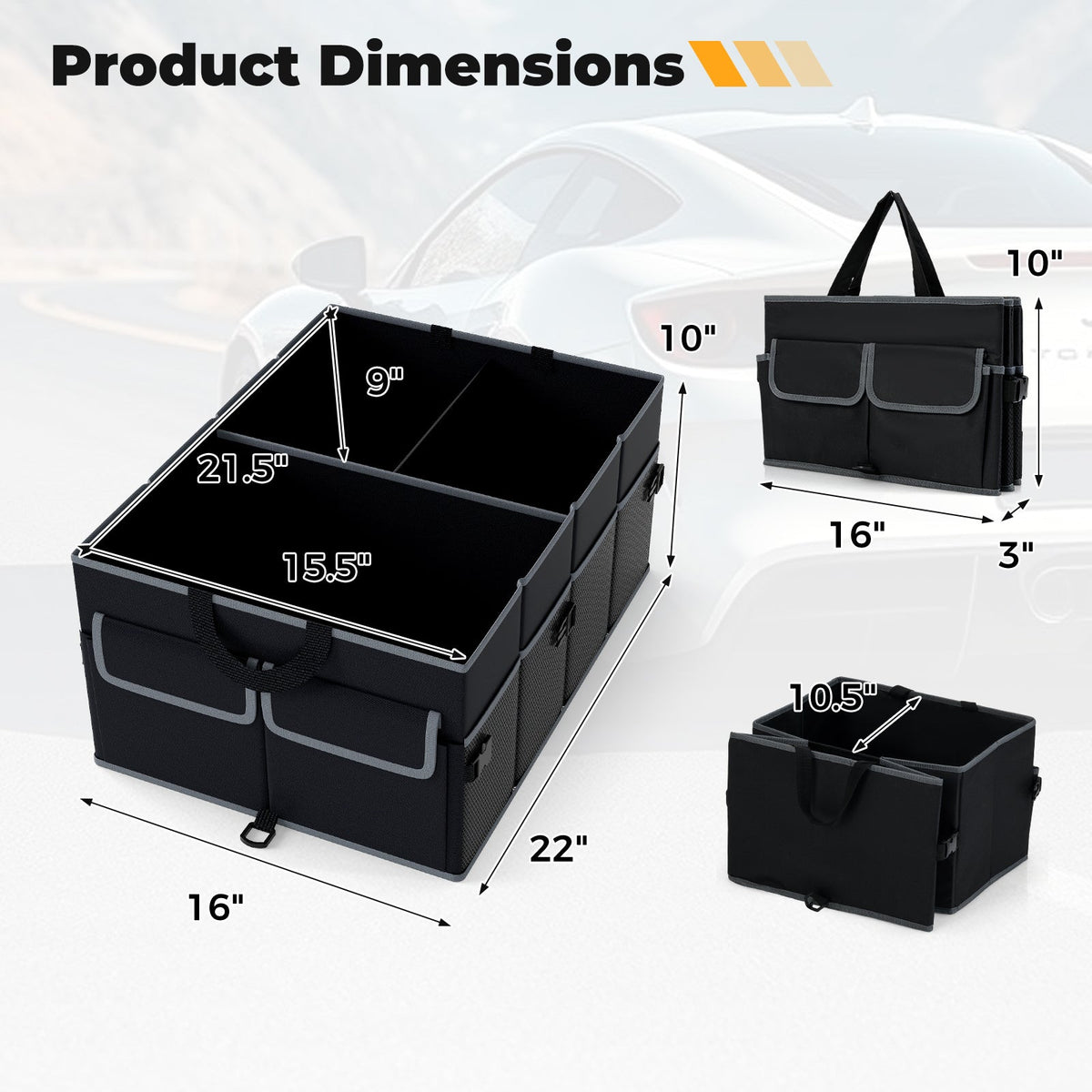 Collapsible Trunk Organizer – 13 Gallon, Black