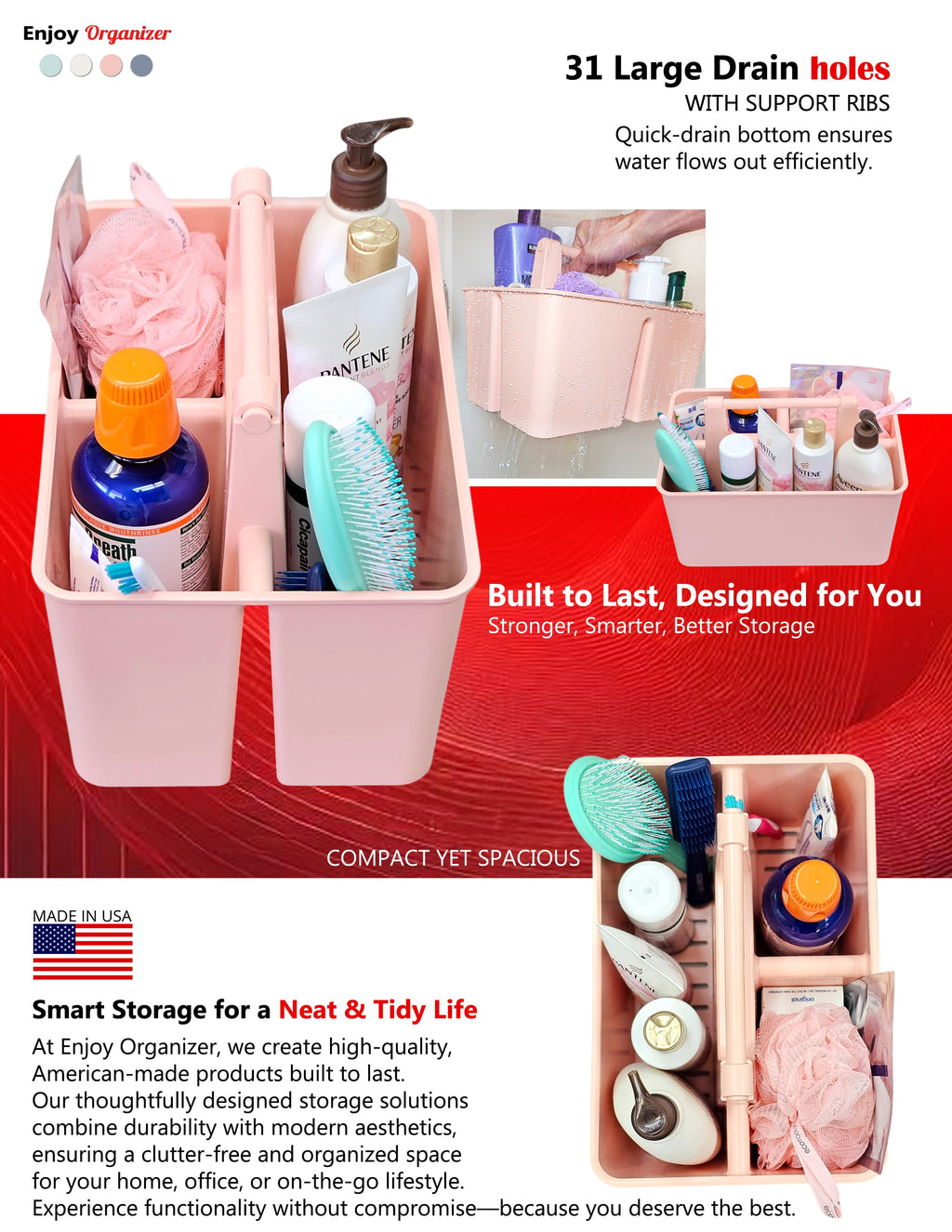 Enjoy Organizer 3-Compartment Shower Caddy