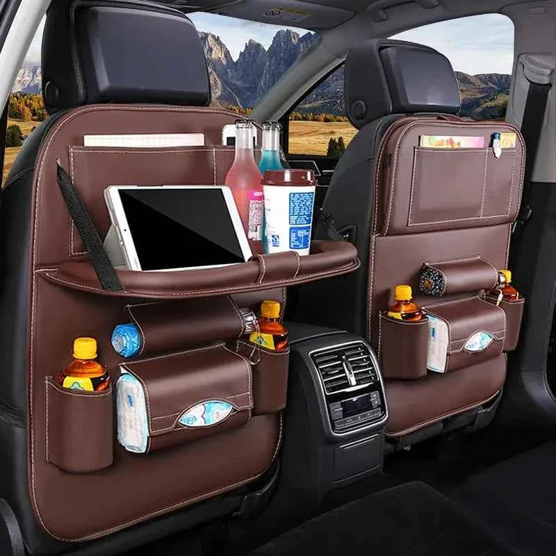 Seatback Organizer with Fold-Out Tray & Tablet Pocket