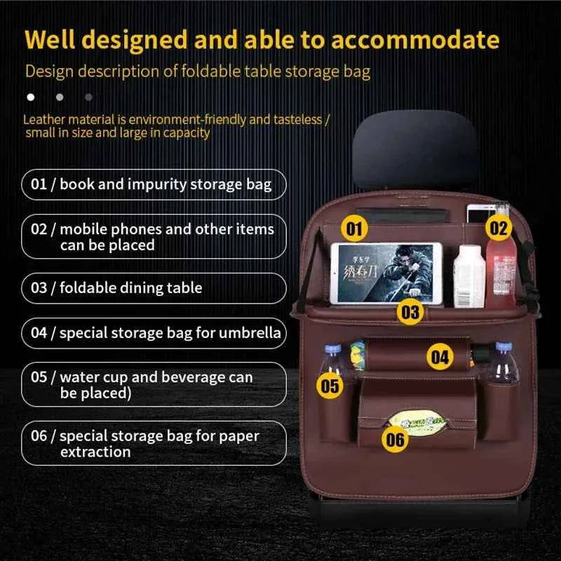 Seatback Organizer with Fold-Out Tray & Tablet Pocket
