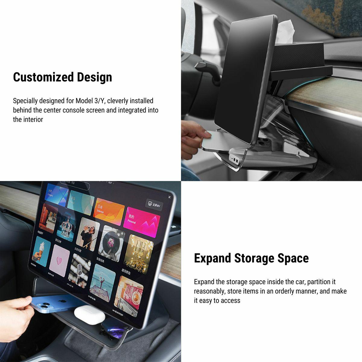 TESERY Under-Screen Organizer – Model 3 (2021–Oct 2023) / Model Y (2021–2024)