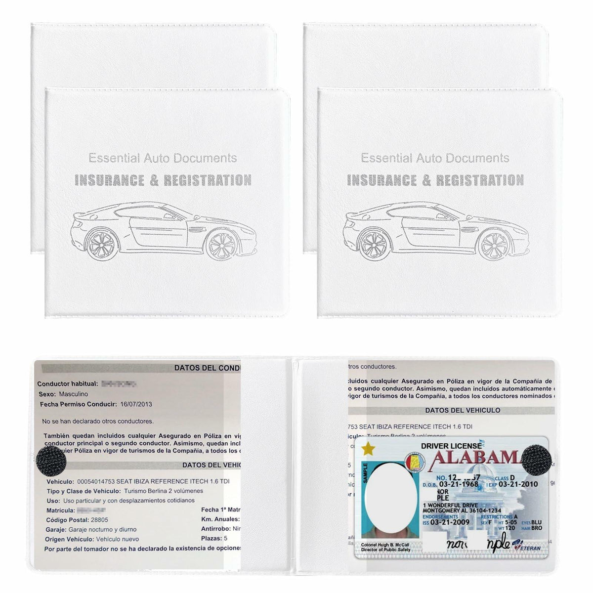 Yourkar Vehicle Document Holders – White, 4 Pack