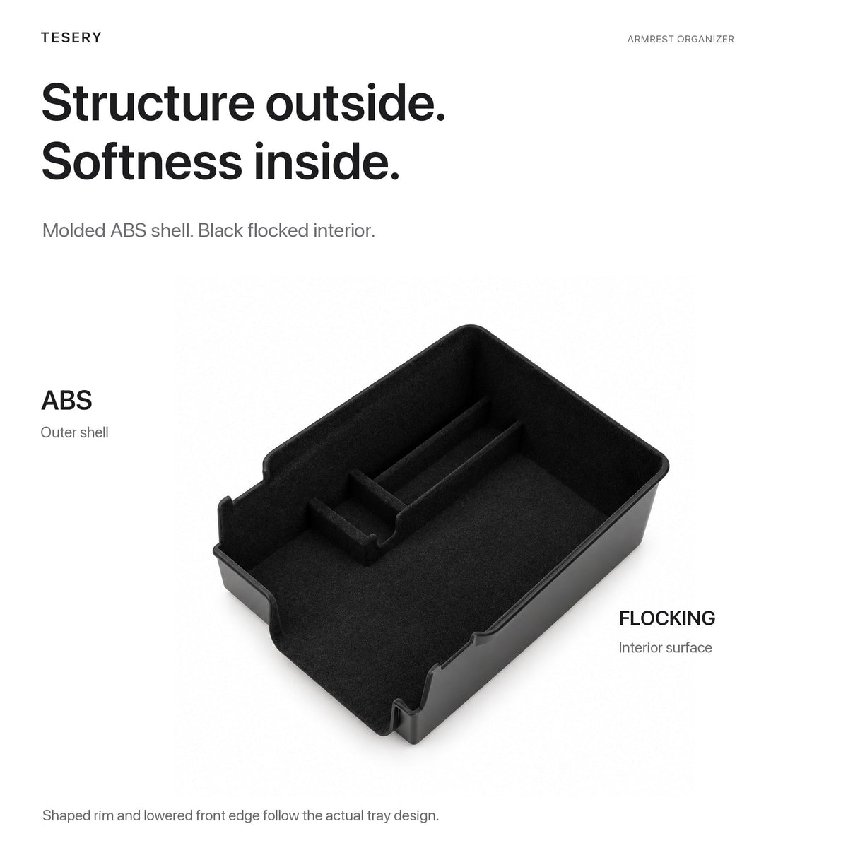 TESERY Armrest Tray – Model 3 (2017–Oct 2023) / Model Y (2021–2024)
