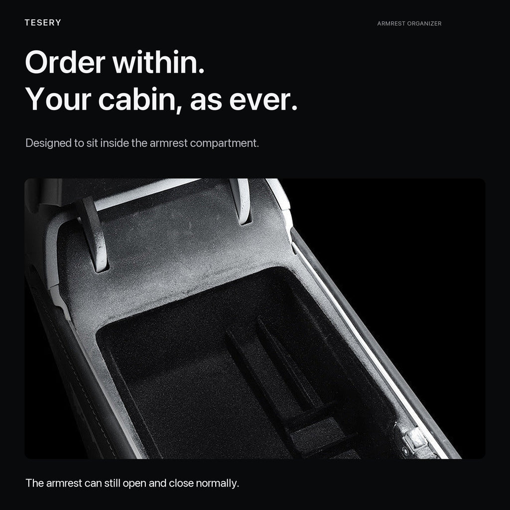 TESERY Armrest Tray – Model 3 (2017–Oct 2023) / Model Y (2021–2024)