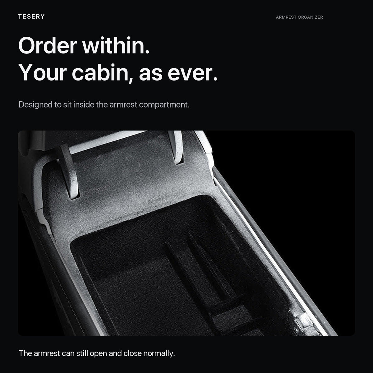 TESERY Armrest Tray – Model 3 (2017–Oct 2023) / Model Y (2021–2024)